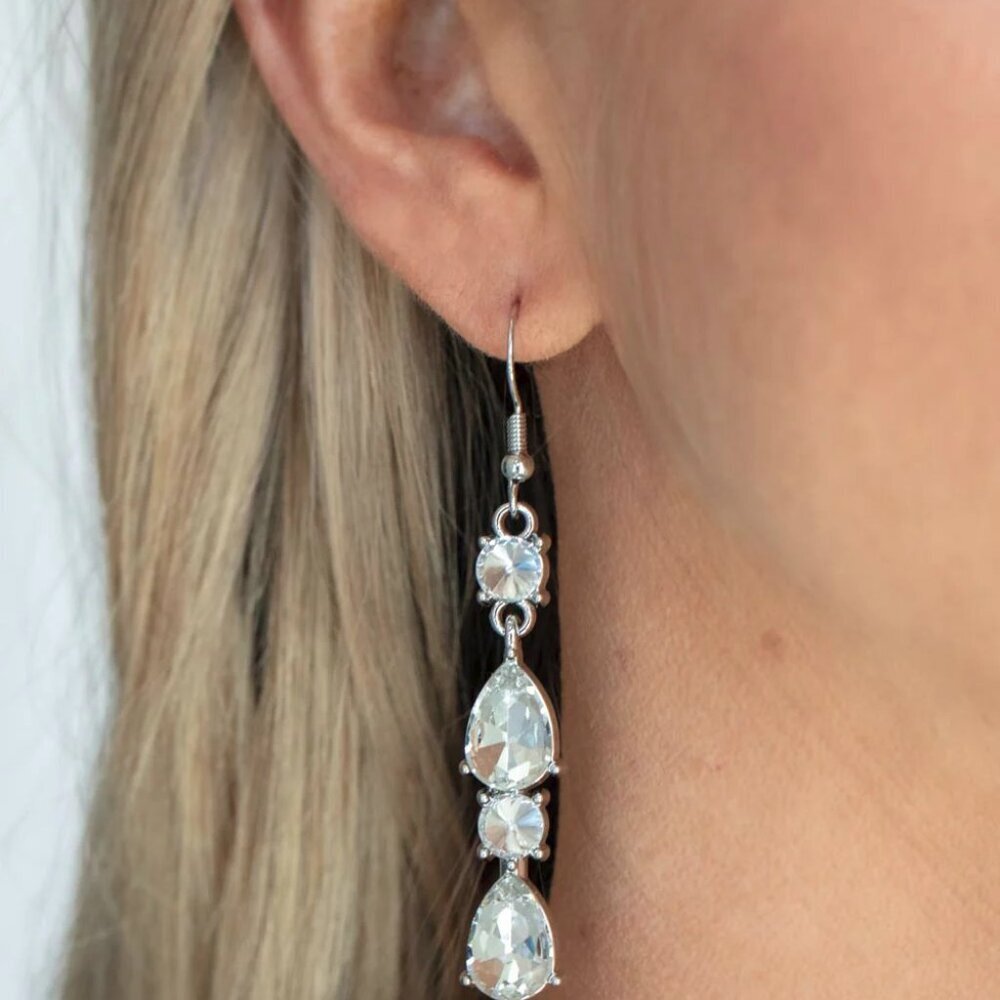 Paparazzi Jewelry - Raise Your Glass to Glamorous - White Earrings - Vintage